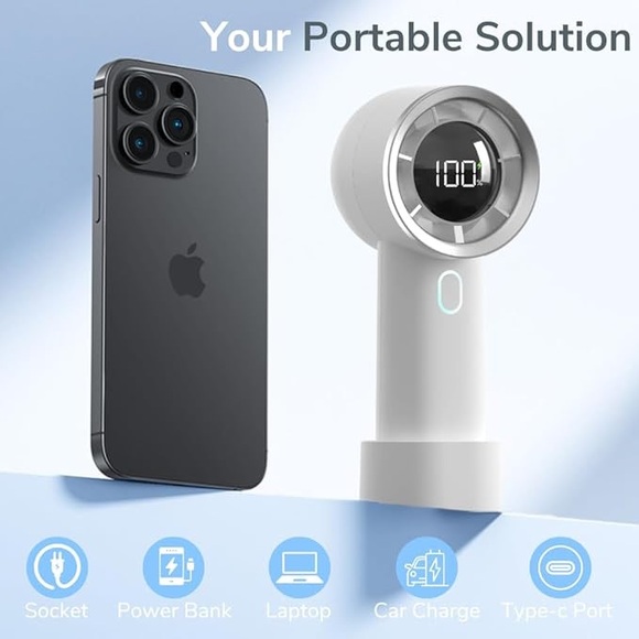 New Portable Mini Turbo Fan 6500mAh Battery Rechargeable - Picture 4 of 6